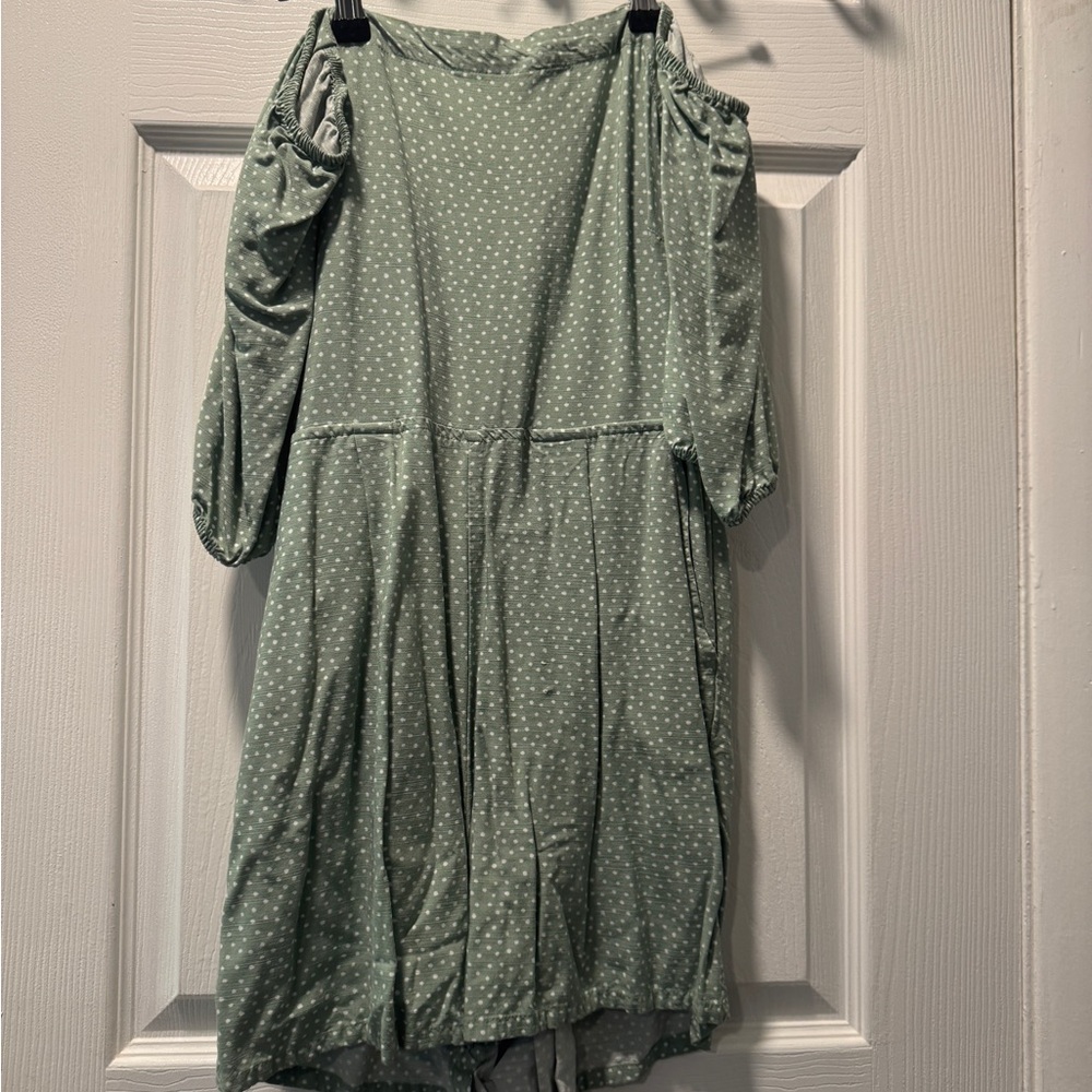 LOFT Sage Green Polka Dot Jumpsuit